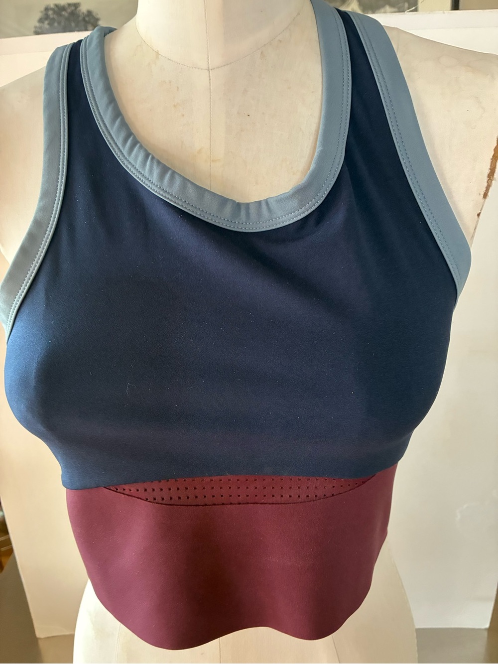 Sweaty Betty Tank Top Racer Back  Sports Bralette  Navy, Light Blue & Burgundy